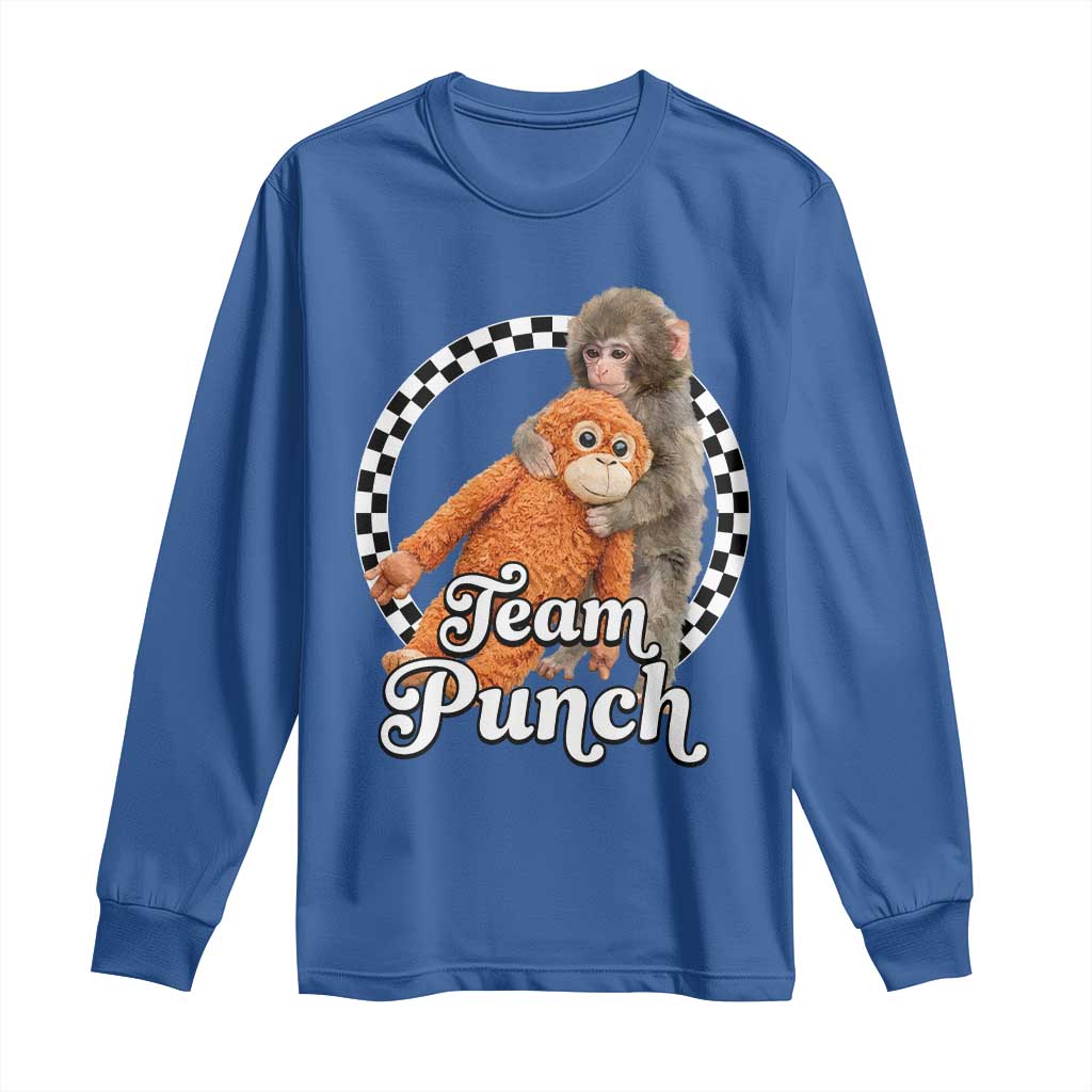 Punch Mokey Long Sleeve Shirt Baby Monkey And Plush Toy Viral Trend TS14 Royal Blue Print Your Wear