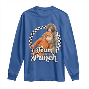 Punch Mokey Long Sleeve Shirt Baby Monkey And Plush Toy Viral Trend TS14 Royal Blue Print Your Wear