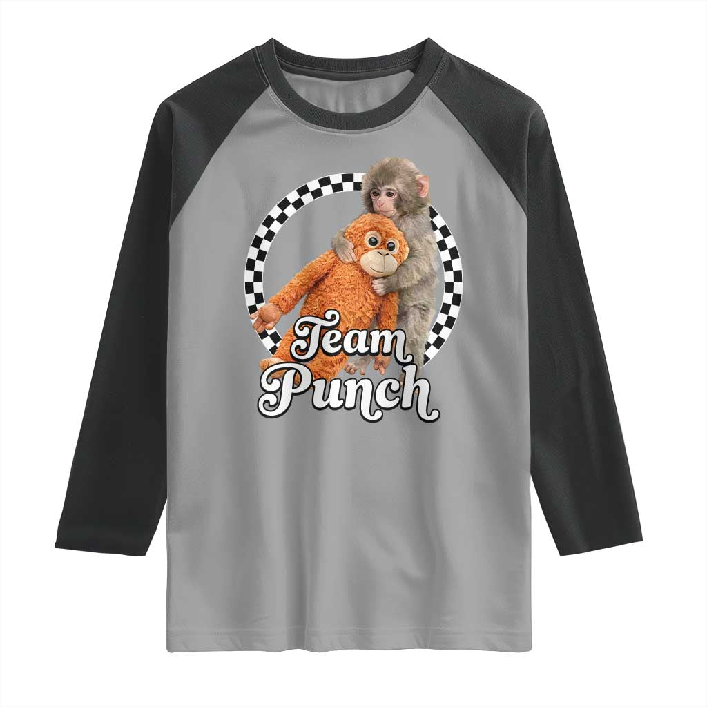 Punch Mokey Raglan Shirt Baby Monkey And Plush Toy Viral Trend TS14 Sport Gray Black Print Your Wear