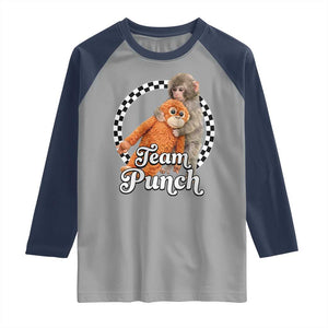 Punch Mokey Raglan Shirt Baby Monkey And Plush Toy Viral Trend TS14 Sport Gray Navy Print Your Wear
