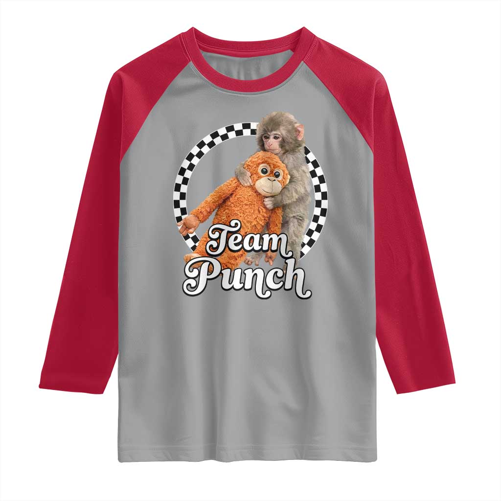 Punch Mokey Raglan Shirt Baby Monkey And Plush Toy Viral Trend TS14 Sport Gray Red Print Your Wear