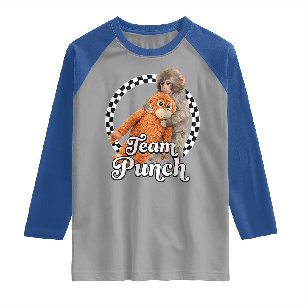 Punch Mokey Raglan Shirt Baby Monkey And Plush Toy Viral Trend TS14 Sport Gray Royal Print Your Wear