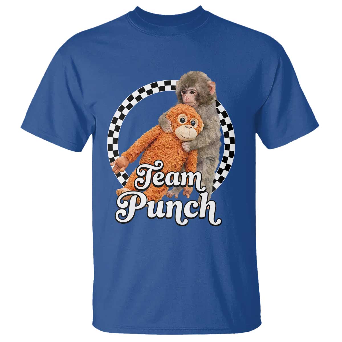 Punch Mokey T Shirt Baby Monkey And Plush Toy Viral Trend TS14 Royal Blue Print Your Wear