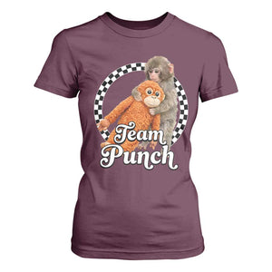 Punch Mokey T Shirt For Women Baby Monkey And Plush Toy Viral Trend TS14 Maroon Print Your Wear