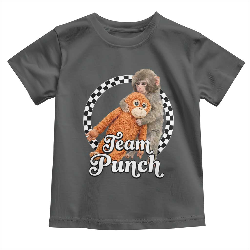 Punch Mokey Toddler T Shirt Baby Monkey And Plush Toy Viral Trend TS14 Dark Heather Print Your Wear