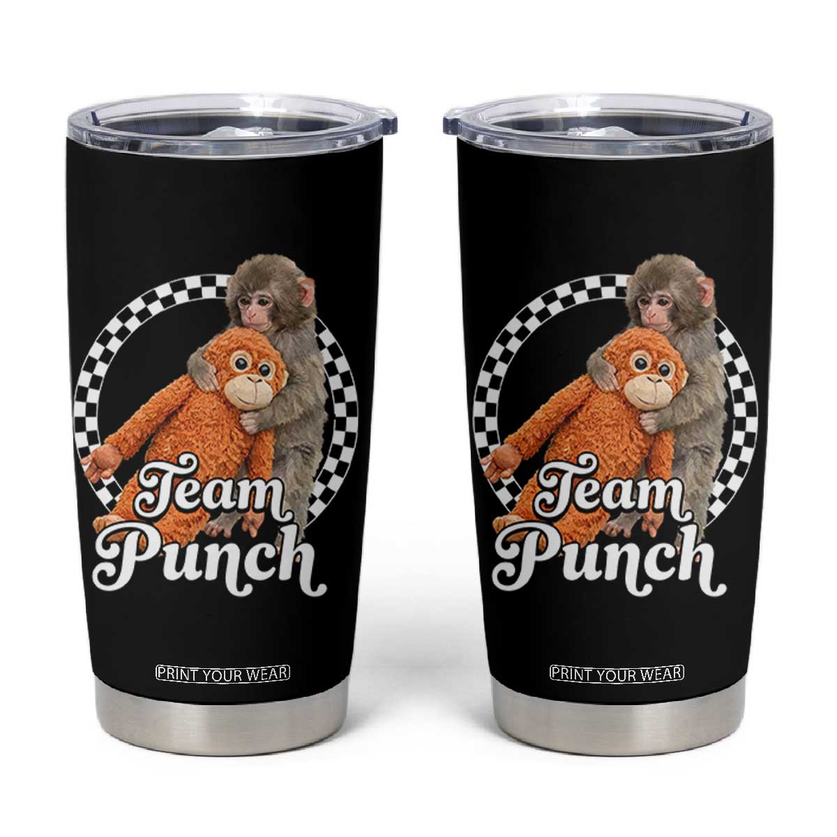 Punch Mokey Tumbler Cup Baby Monkey And Plush Toy Viral Trend TS14 Black Print Your Wear