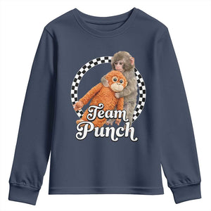 Punch Mokey Youth Sweatshirt Baby Monkey And Plush Toy Viral Trend TS14 Navy Print Your Wear
