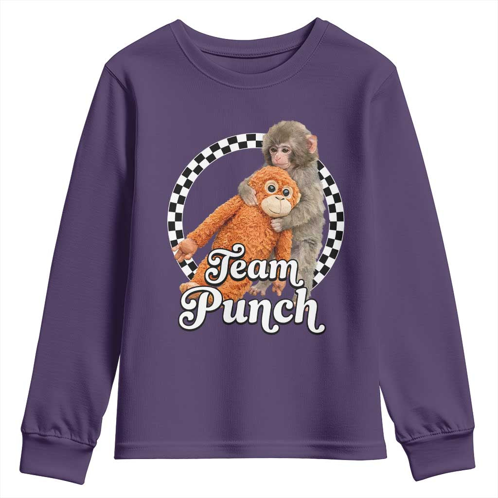 Punch Mokey Youth Sweatshirt Baby Monkey And Plush Toy Viral Trend TS14 Purple Print Your Wear