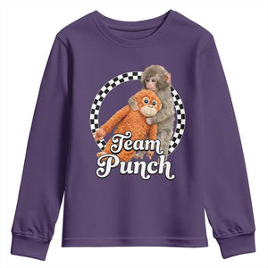 Punch Mokey Youth Sweatshirt Baby Monkey And Plush Toy Viral Trend TS14 Purple Print Your Wear