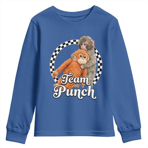 Punch Mokey Youth Sweatshirt Baby Monkey And Plush Toy Viral Trend TS14 Royal Blue Print Your Wear