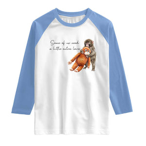 Punch Mokey Raglan Shirt Some Of Us Need a Little Extra Love TS14 White Carolina Blue Print Your Wear