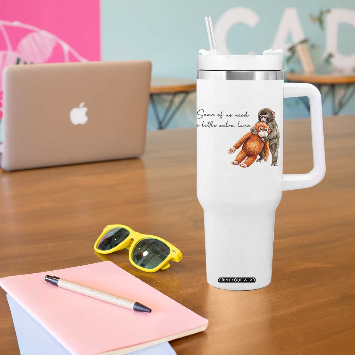 Punch Mokey Tumbler With Handle Some Of Us Need a Little Extra Love TS14 Print Your Wear