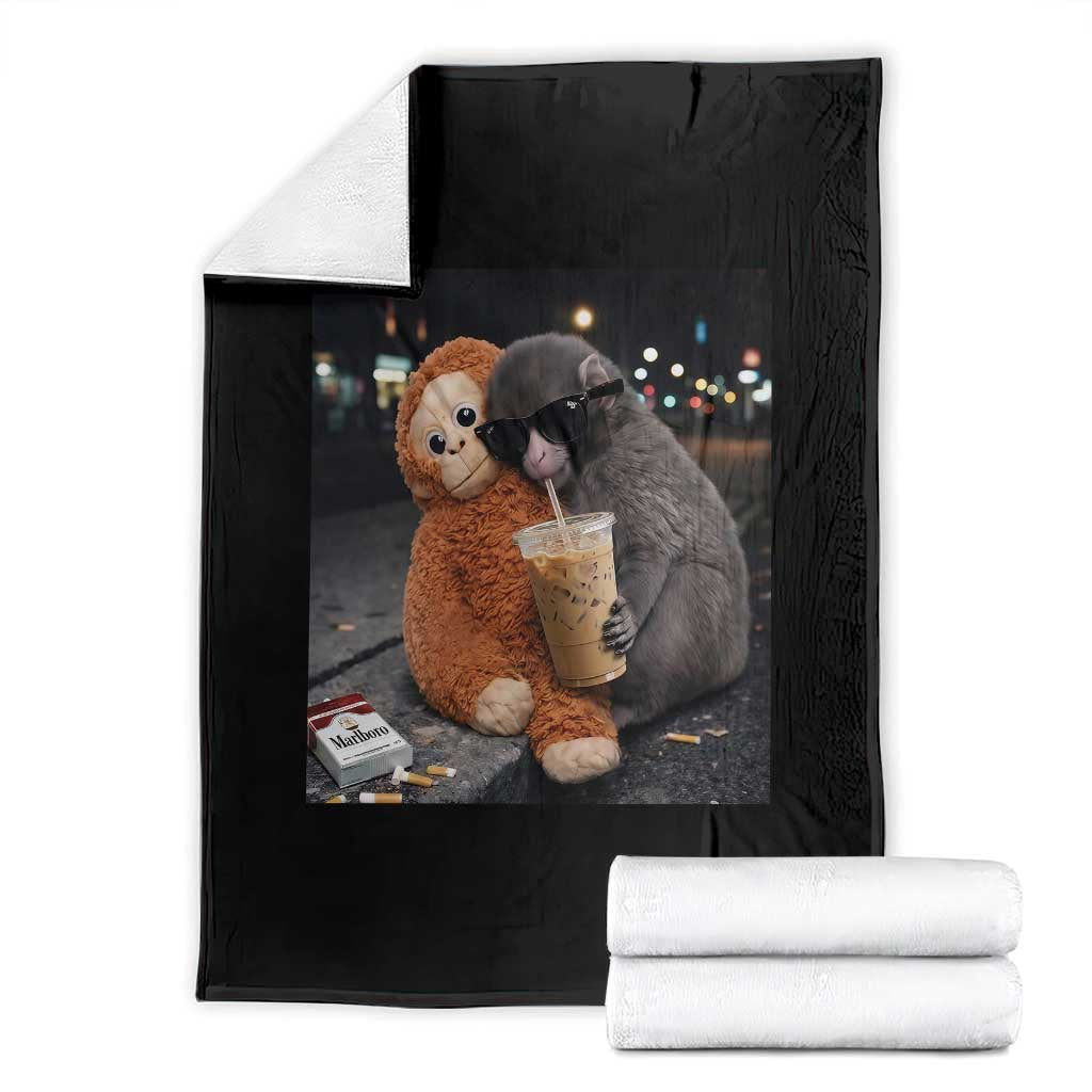 Punch Mokey Throw Blanket Funny Drinking Diet Coke Sunglasses Street Meme TS14 Black Print Your Wear