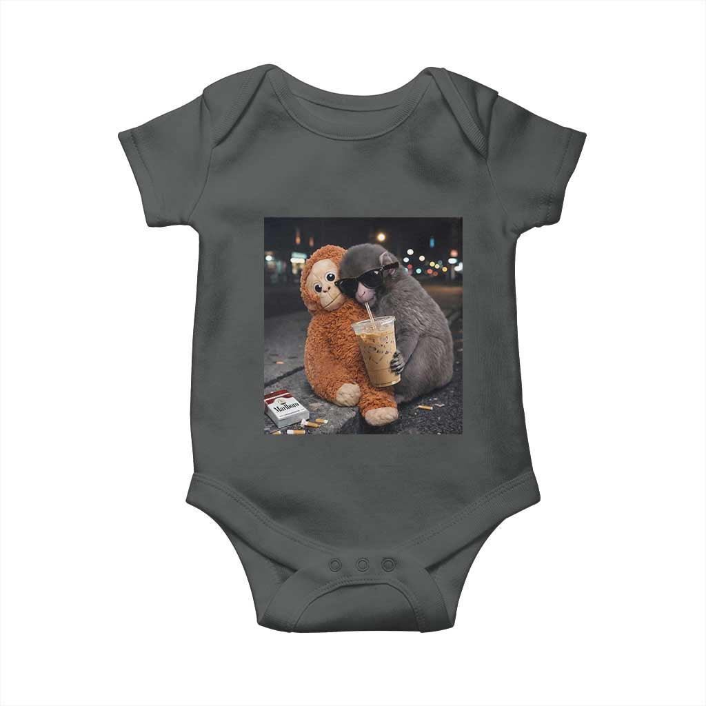 Punch Mokey Baby Onesie Funny Drinking Diet Coke Sunglasses Street Meme TS14 Dark Heather Print Your Wear
