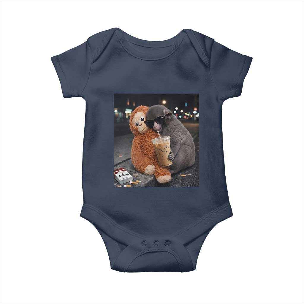 Punch Mokey Baby Onesie Funny Drinking Diet Coke Sunglasses Street Meme TS14 Navy Print Your Wear