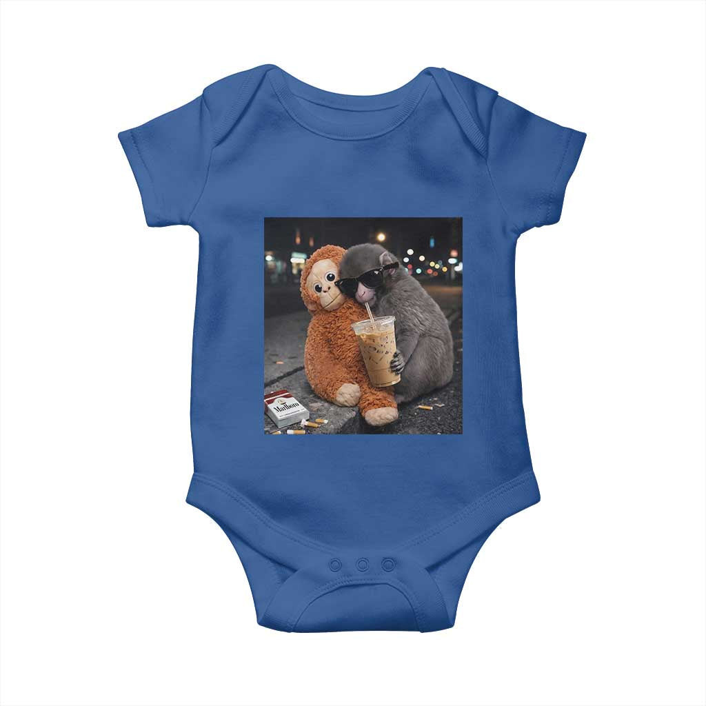 Punch Mokey Baby Onesie Funny Drinking Diet Coke Sunglasses Street Meme TS14 Royal Blue Print Your Wear