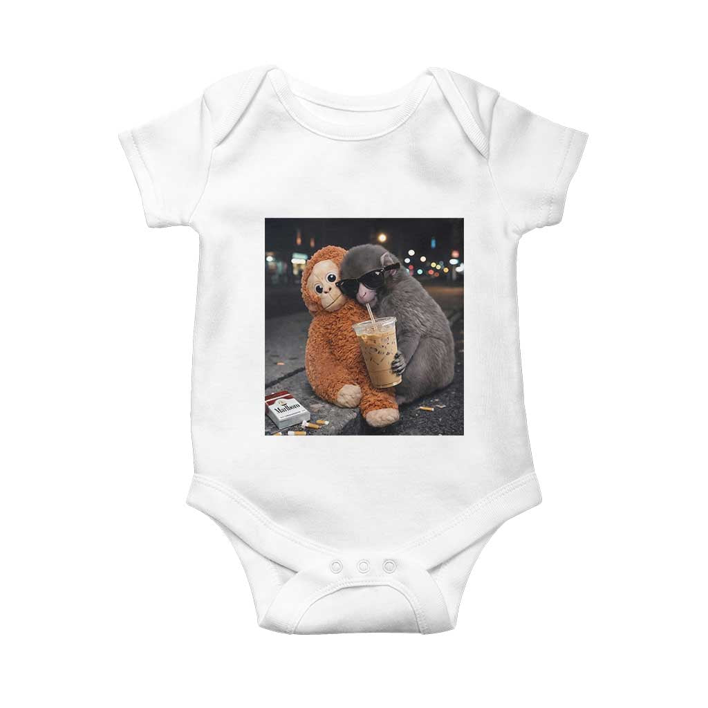 Punch Mokey Baby Onesie Funny Drinking Diet Coke Sunglasses Street Meme TS14 White Print Your Wear