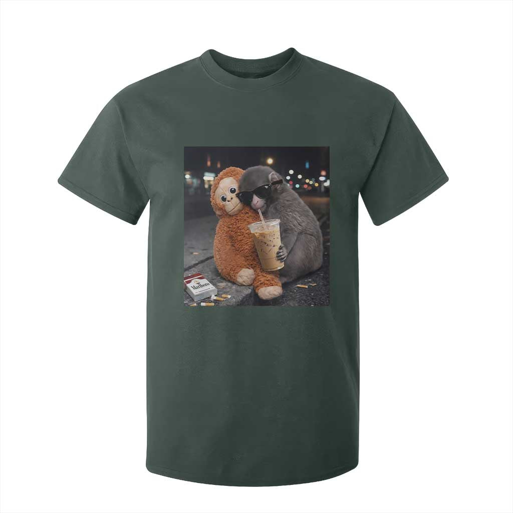 Punch Mokey T Shirt For Kid Funny Drinking Diet Coke Sunglasses Street Meme TS14 Dark Forest Green Print Your Wear
