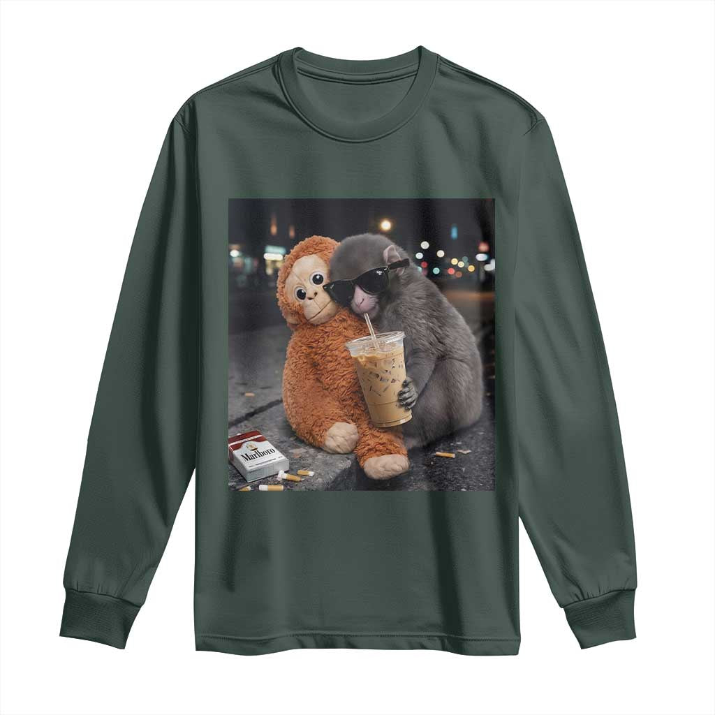 Punch Mokey Long Sleeve Shirt Funny Drinking Diet Coke Sunglasses Street Meme TS14 Dark Forest Green Print Your Wear
