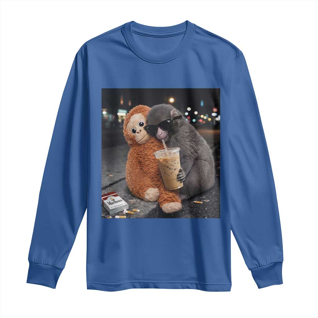 Punch Mokey Long Sleeve Shirt Funny Drinking Diet Coke Sunglasses Street Meme TS14 Royal Blue Print Your Wear