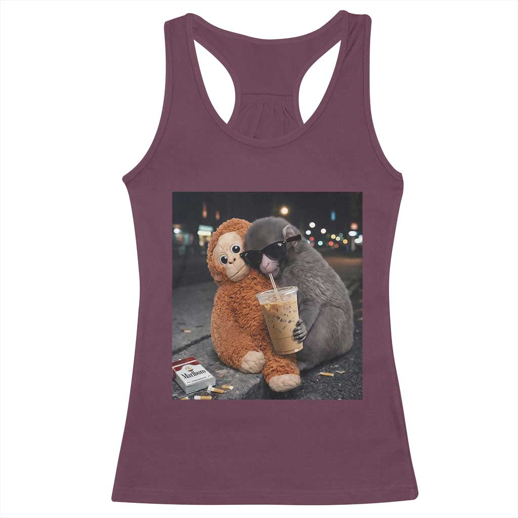 Punch Mokey Racerback Tank Top Funny Drinking Diet Coke Sunglasses Street Meme TS14 Maroon Print Your Wear
