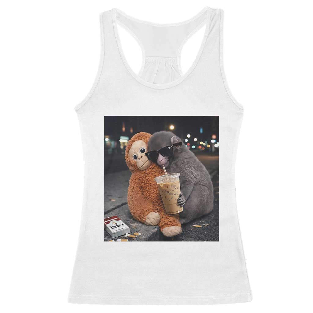 Punch Mokey Racerback Tank Top Funny Drinking Diet Coke Sunglasses Street Meme TS14 White Print Your Wear