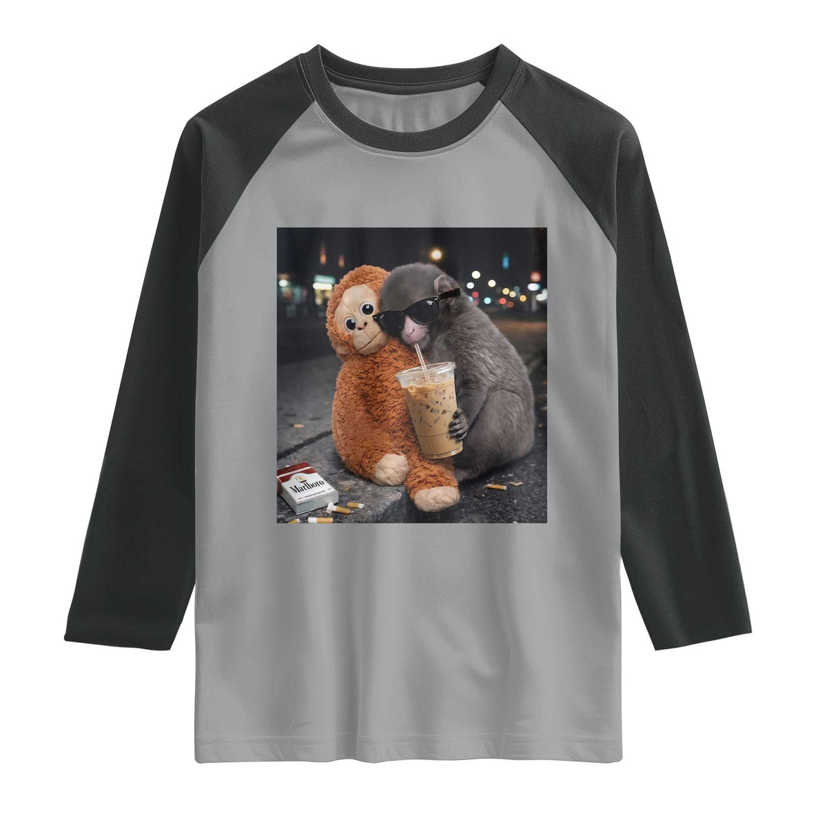 Punch Mokey Raglan Shirt Funny Drinking Diet Coke Sunglasses Street Meme TS14 Sport Gray Black Print Your Wear