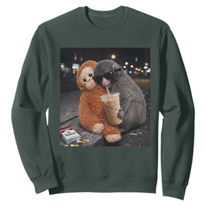 Punch Mokey Sweatshirt Funny Drinking Diet Coke Sunglasses Street Meme TS14 Dark Forest Green Print Your Wear