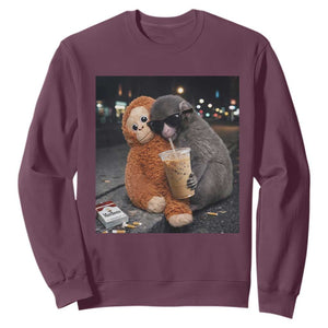 Punch Mokey Sweatshirt Funny Drinking Diet Coke Sunglasses Street Meme TS14 Maroon Print Your Wear
