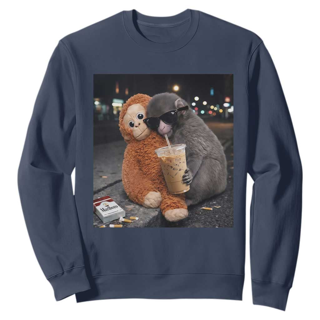Punch Mokey Sweatshirt Funny Drinking Diet Coke Sunglasses Street Meme TS14 Navy Print Your Wear