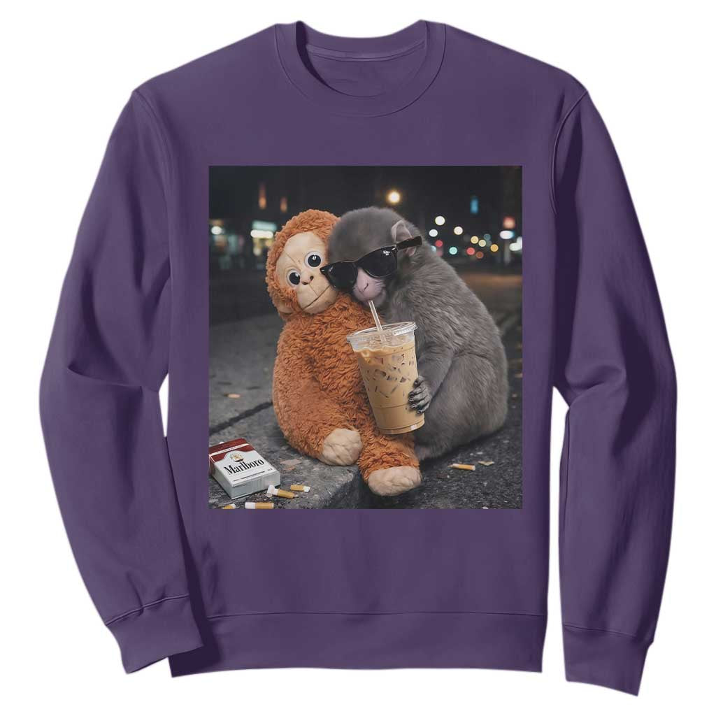 Punch Mokey Sweatshirt Funny Drinking Diet Coke Sunglasses Street Meme TS14 Purple Print Your Wear