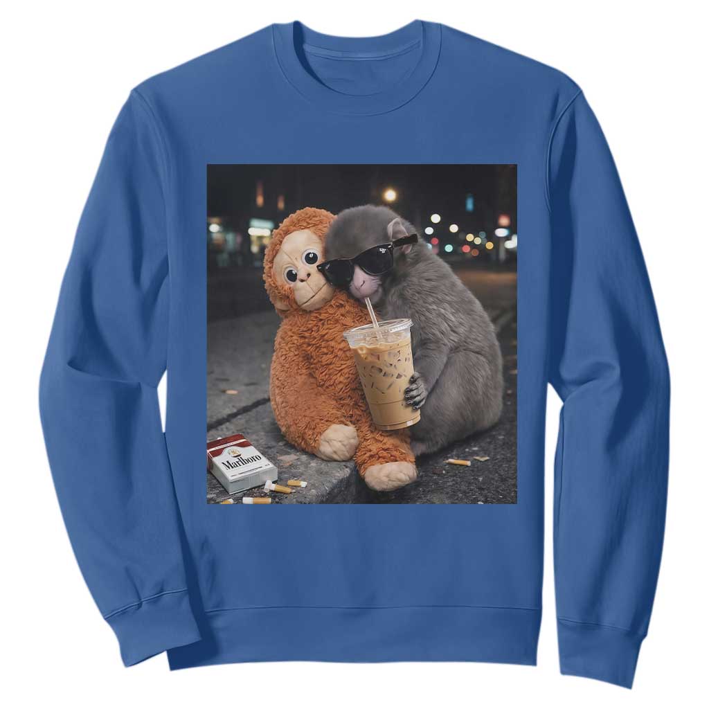 Punch Mokey Sweatshirt Funny Drinking Diet Coke Sunglasses Street Meme TS14 Royal Blue Print Your Wear