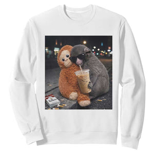 Punch Mokey Sweatshirt Funny Drinking Diet Coke Sunglasses Street Meme TS14 White Print Your Wear