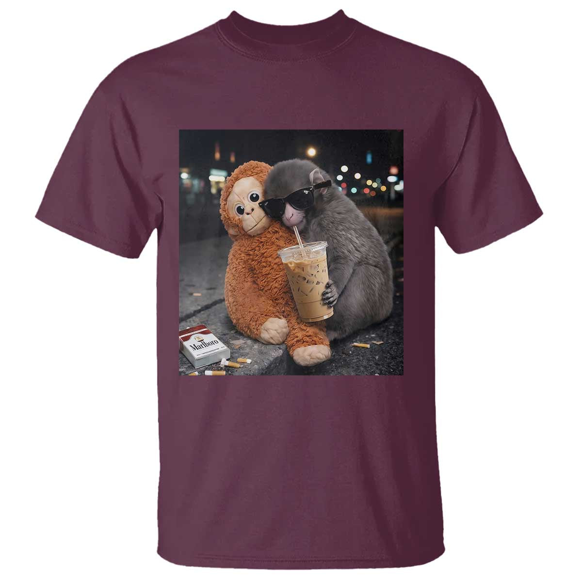 Punch Mokey T Shirt Funny Drinking Diet Coke Sunglasses Street Meme TS14 Maroon Print Your Wear