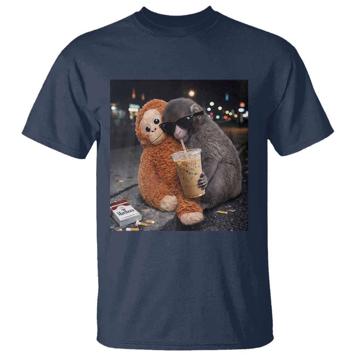 Punch Mokey T Shirt Funny Drinking Diet Coke Sunglasses Street Meme TS14 Navy Print Your Wear