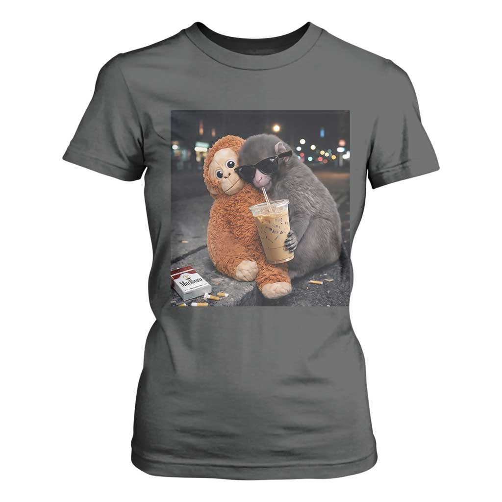Punch Mokey T Shirt For Women Funny Drinking Diet Coke Sunglasses Street Meme TS14 Dark Heather Print Your Wear