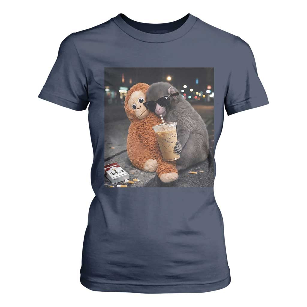 Punch Mokey T Shirt For Women Funny Drinking Diet Coke Sunglasses Street Meme TS14 Navy Print Your Wear