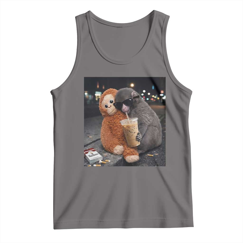 Punch Mokey Meme Tank Top Funny Drinking Iced Coffee Sunglasses Street TS14