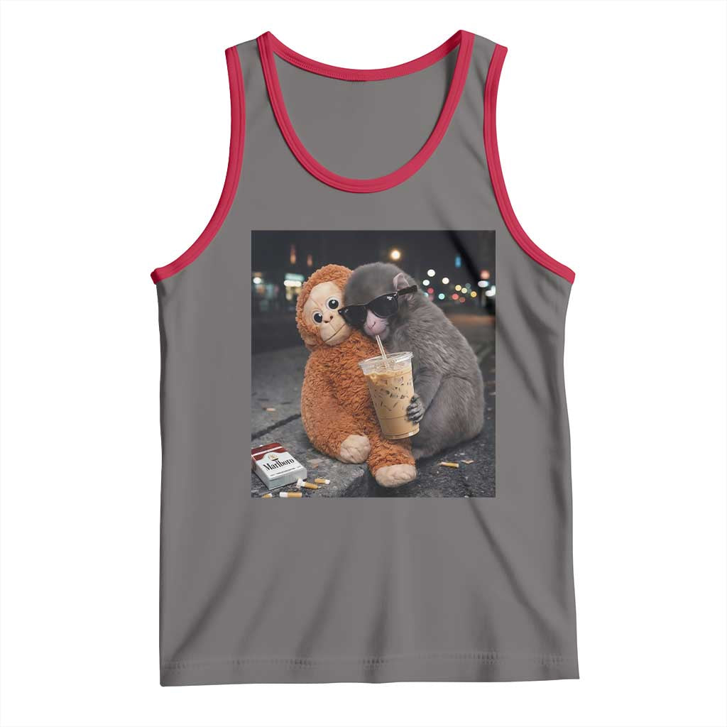 Punch Mokey Meme Tank Top Funny Drinking Iced Coffee Sunglasses Street TS14