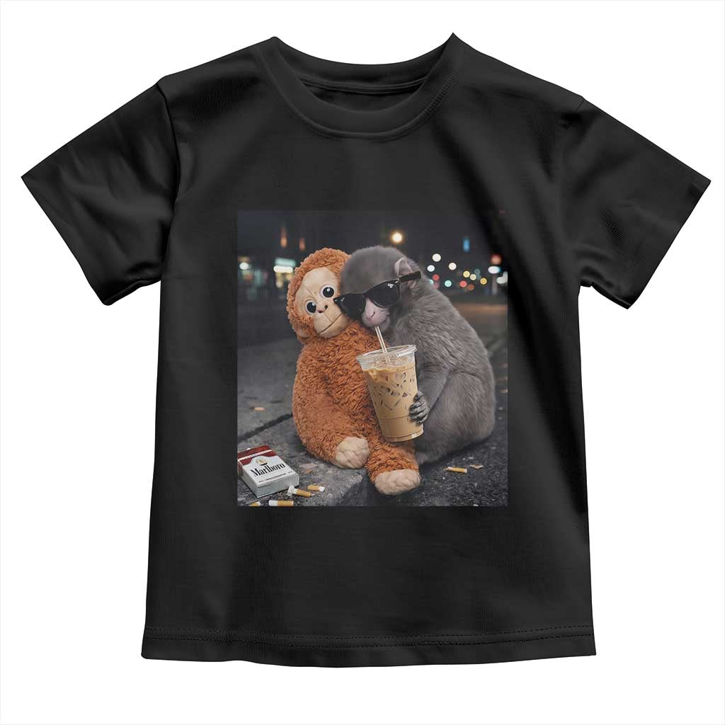 Punch Mokey Meme Toddler T Shirt Funny Drinking Iced Coffee Sunglasses Street TS14 Black Print Your Wear
