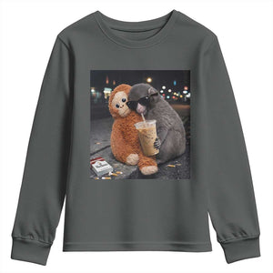 Punch Mokey Youth Sweatshirt Funny Drinking Diet Coke Sunglasses Street Meme TS14 Dark Heather Print Your Wear