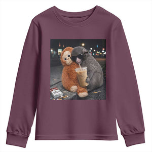 Punch Mokey Youth Sweatshirt Funny Drinking Diet Coke Sunglasses Street Meme TS14 Maroon Print Your Wear