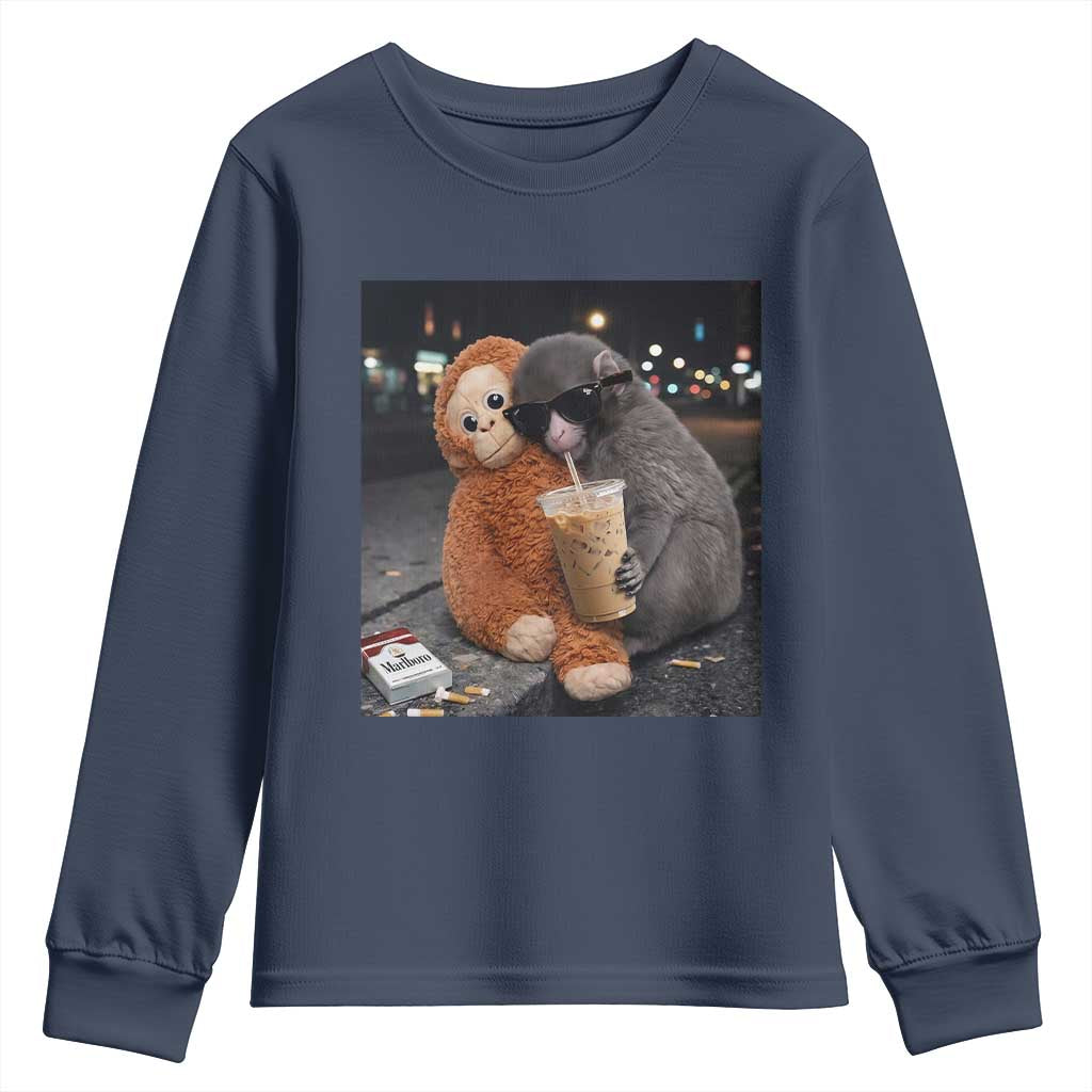 Punch Mokey Youth Sweatshirt Funny Drinking Diet Coke Sunglasses Street Meme TS14 Navy Print Your Wear