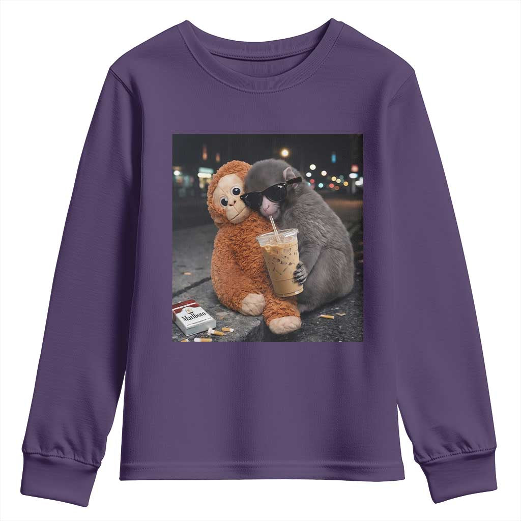 Punch Mokey Youth Sweatshirt Funny Drinking Diet Coke Sunglasses Street Meme TS14 Purple Print Your Wear