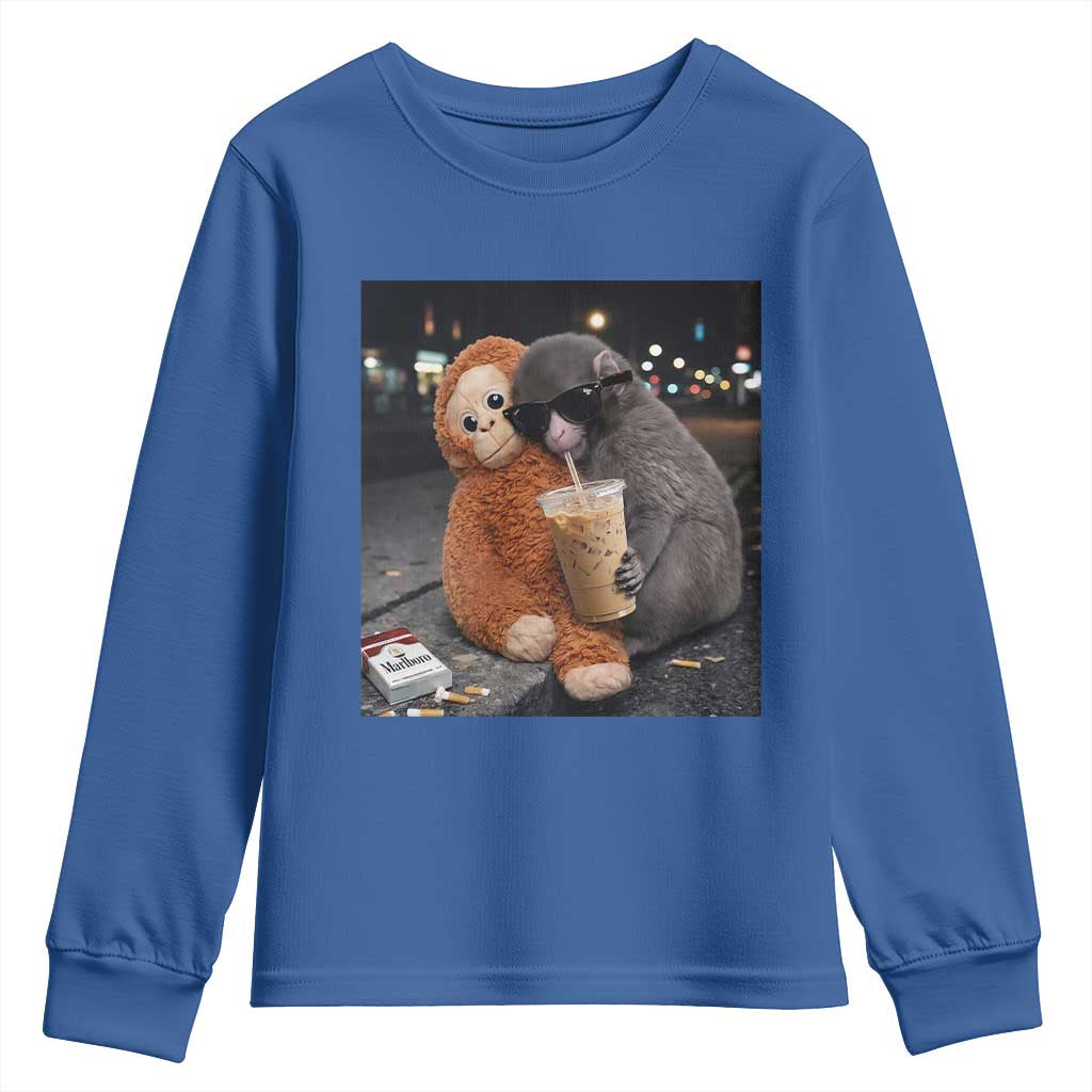 Punch Mokey Youth Sweatshirt Funny Drinking Diet Coke Sunglasses Street Meme TS14 Royal Blue Print Your Wear