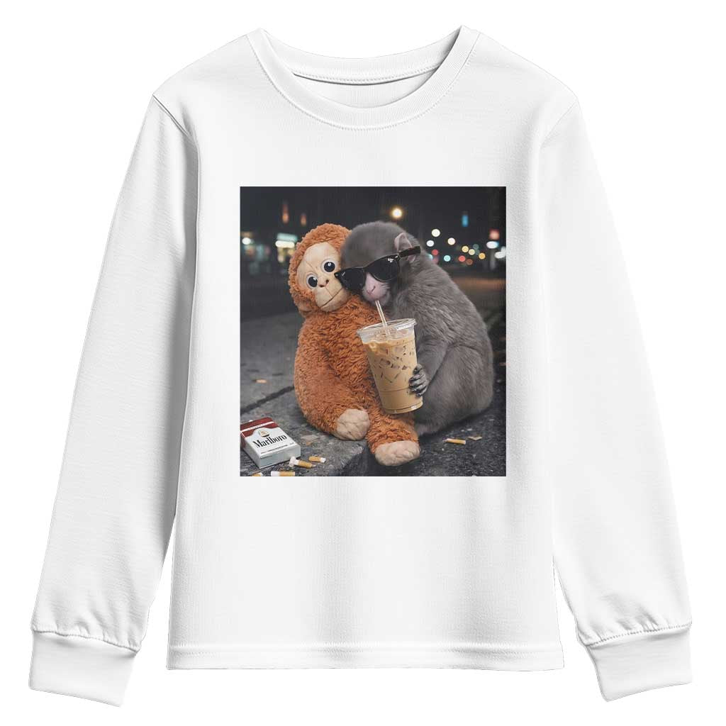 Punch Mokey Youth Sweatshirt Funny Drinking Diet Coke Sunglasses Street Meme TS14 White Print Your Wear