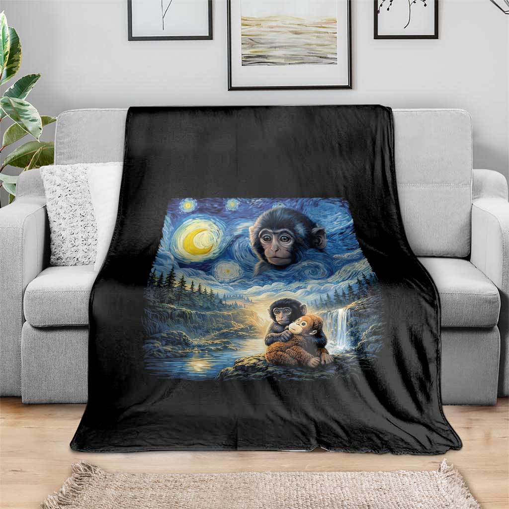 Punch Mokey Throw Blanket Viral Baby Monkey Starry Night Van Gogh TS14 Print Your Wear