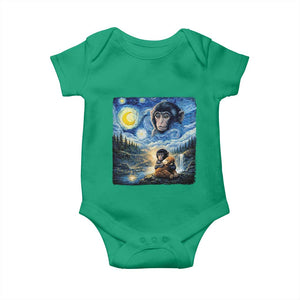 Punch Mokey Baby Onesie Viral Baby Monkey Starry Night Van Gogh TS14 Irish Green Print Your Wear