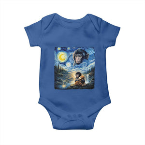 Punch Mokey Baby Onesie Viral Baby Monkey Starry Night Van Gogh TS14 Royal Blue Print Your Wear