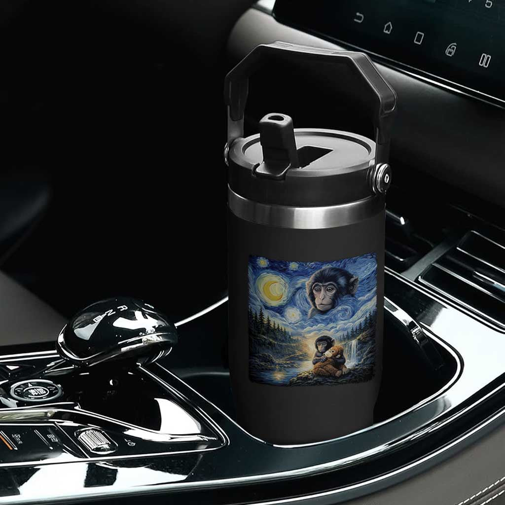 Punch Mokey Flip Straw Tumbler Viral Baby Monkey Starry Night Van Gogh TS14 Print Your Wear